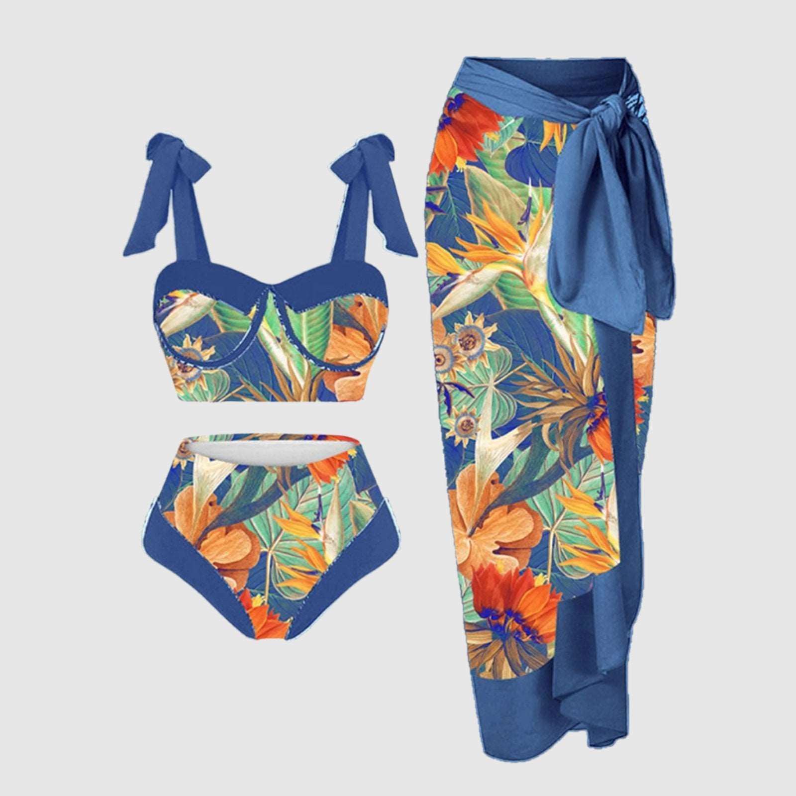Women's Two-piece Swimsuit and Cover Scarf Set - ChoreGirl