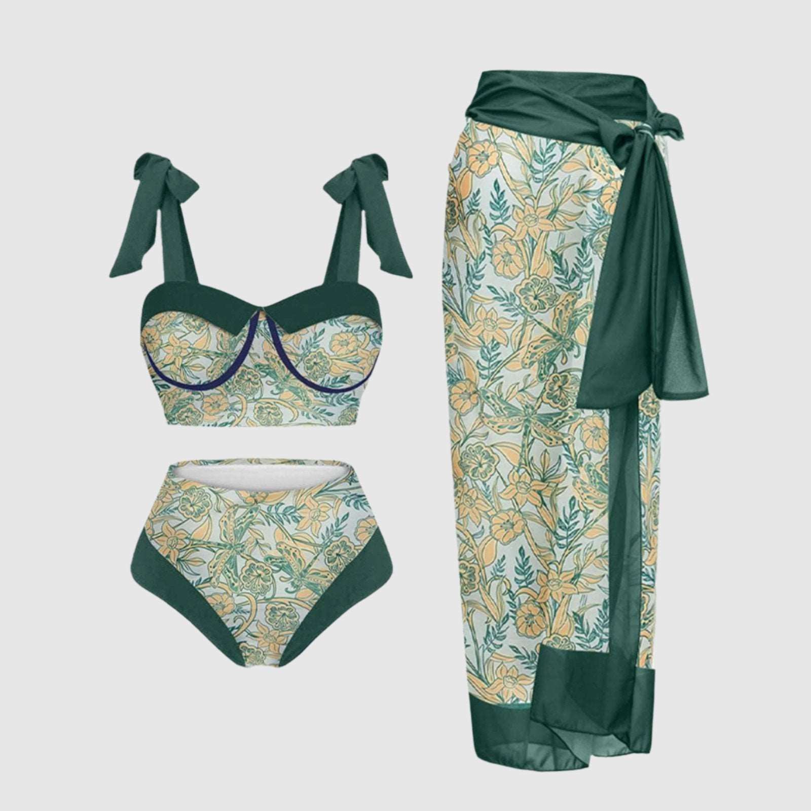 Women's Two-piece Swimsuit and Cover Scarf Set - ChoreGirl