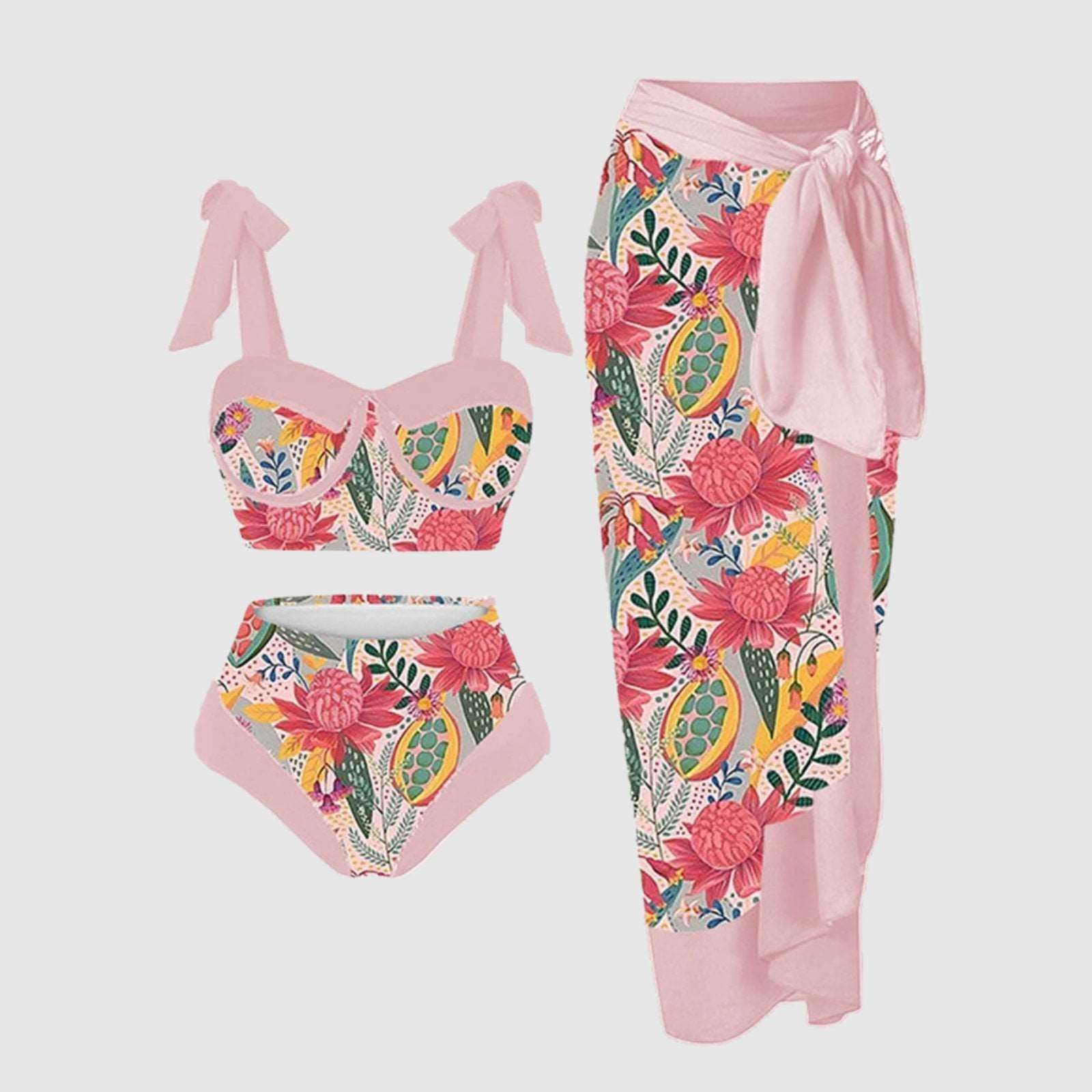 Women's Two-piece Swimsuit and Cover Scarf Set - ChoreGirl