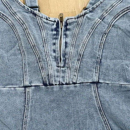 Women's U-neck Tight Slim Fit Denim Dress - ChoreGirl