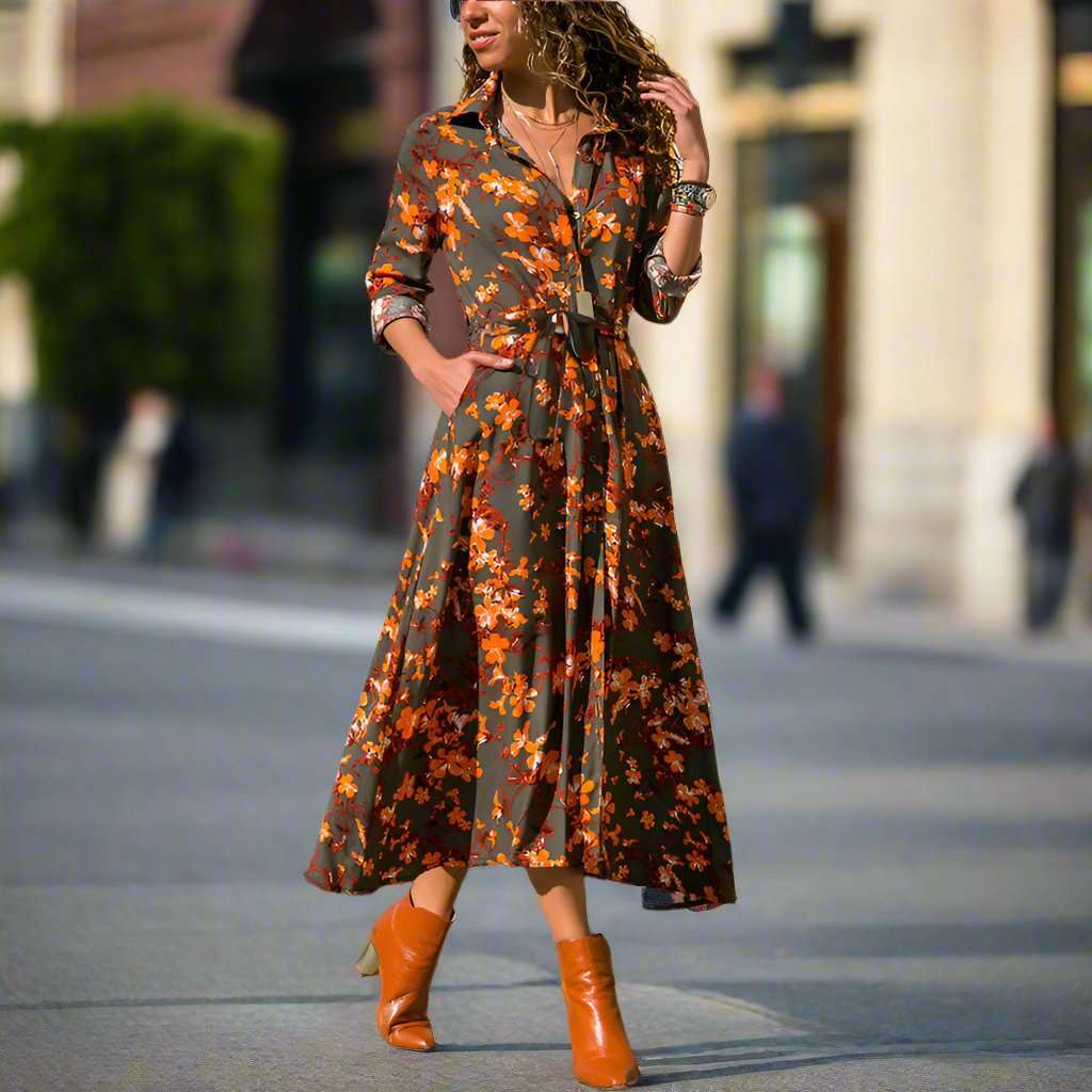 Women's Vintage Style Chiffon Shirt Dress - ChoreGirl