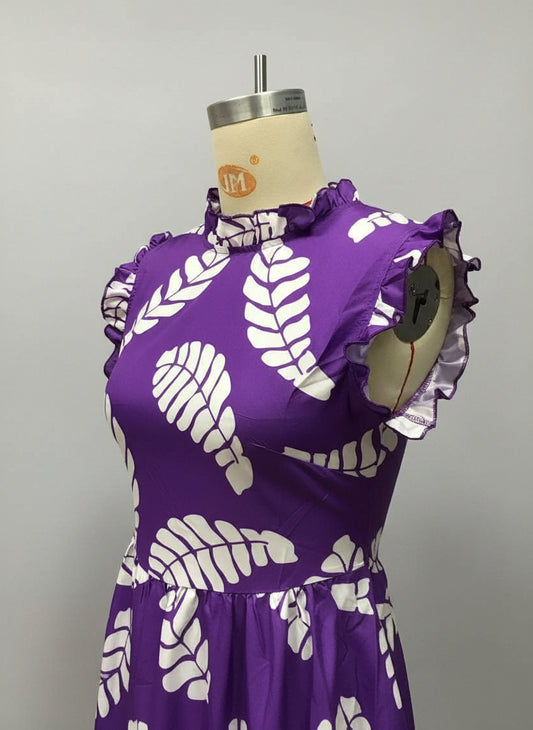 Women's Violet Sleeveless Waist Slimming Dress - ChoreGirl