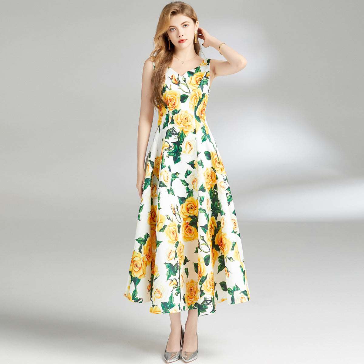 Women's Waist Slimming Sleeveless A- Line Dress - ChoreGirl