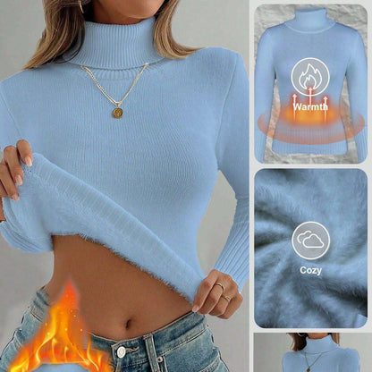 Women's Warm Thick Fleece Jumper, Slim Fit, Short