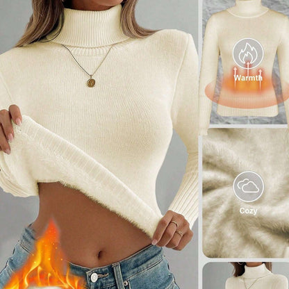 Women's Warm Thick Fleece Jumper, Slim Fit, Short