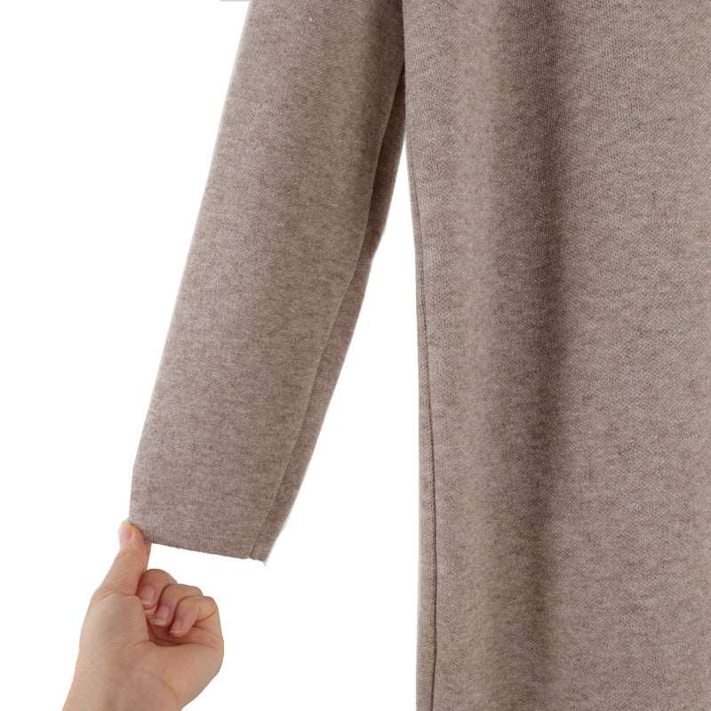 Women's Warm Turtleneck Mid-length Over-knee Sweater Dress - ChoreGirl