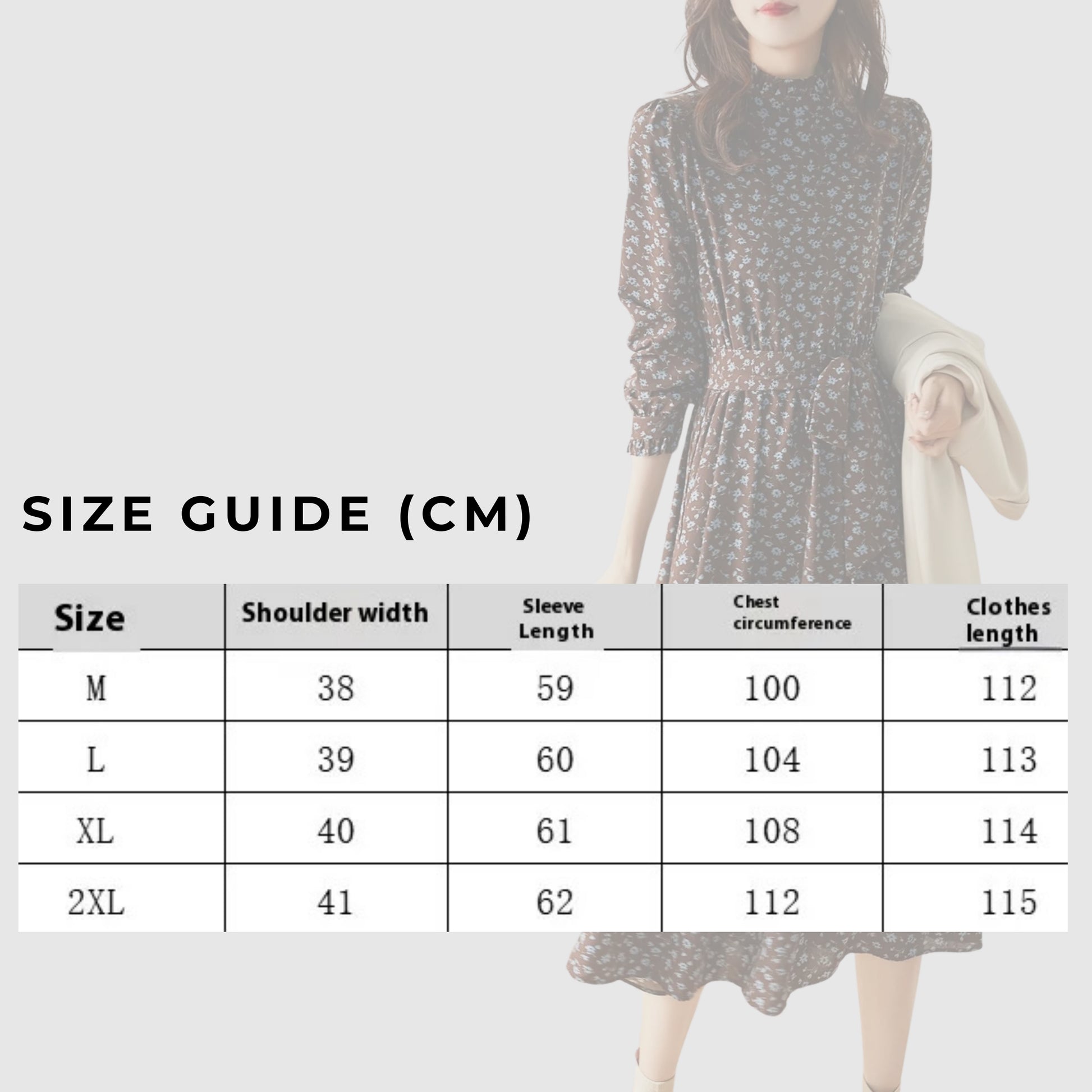 Women's Western Style High Neckline Dark Chocolate Brown Color Dress with Blue Flower Pattern - ChoreGirl