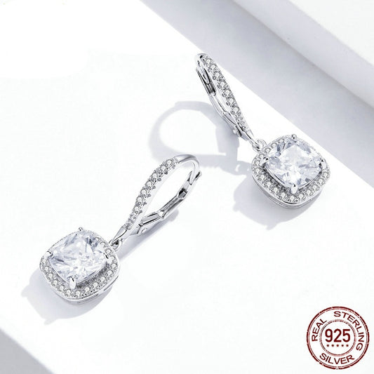 Women's White Gold Plated Bright Sterling Silver Earrings - ChoreGirl