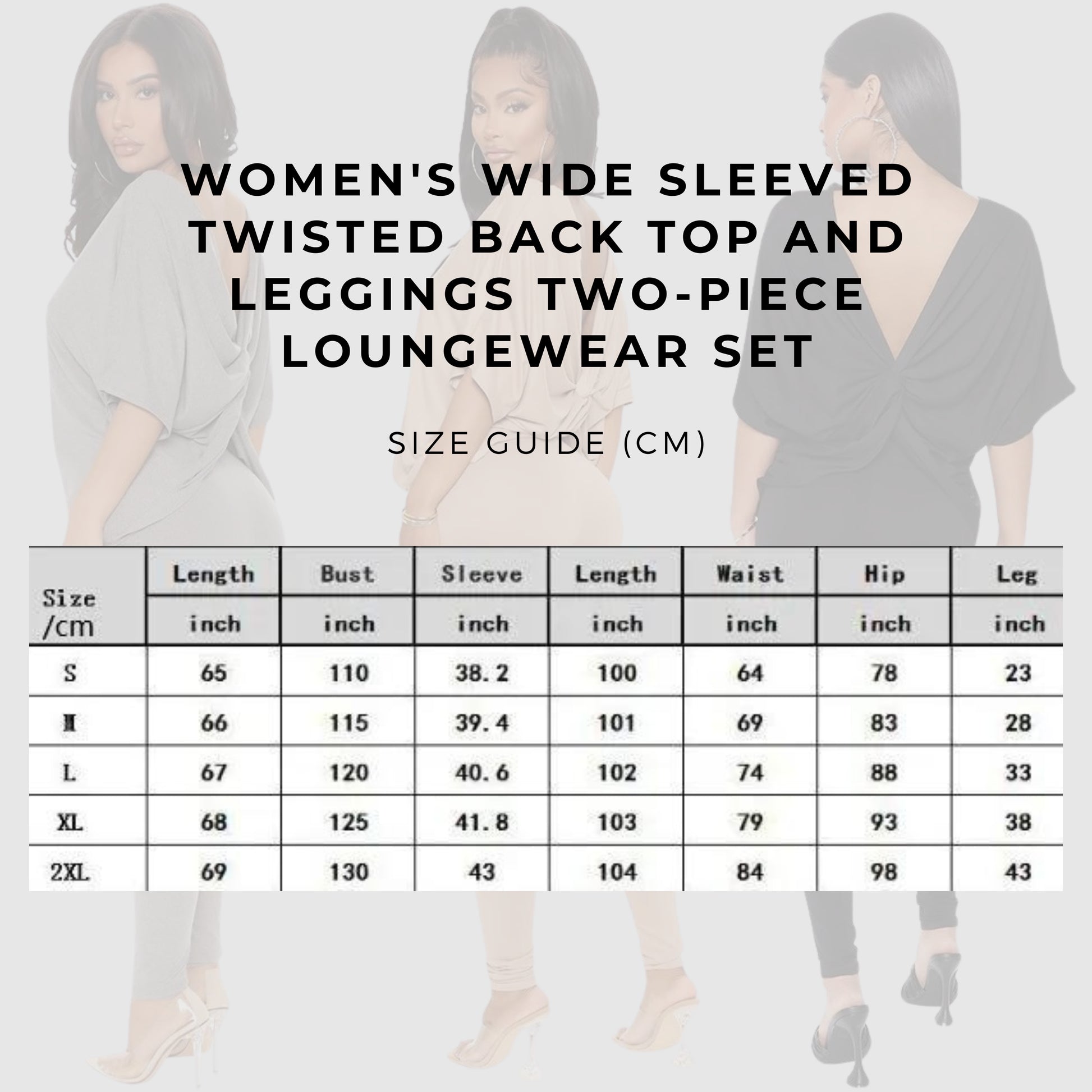Women's Wide Sleeved Twisted Back Top and Leggings Two-piece Loungewear Set - ChoreGirl
