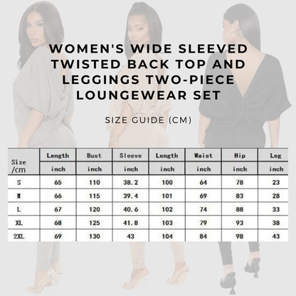 Women's Wide Sleeved Twisted Back Top and Leggings Two-piece Loungewear Set - ChoreGirl