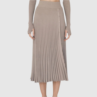 Women's Woolen Knitted Pleated Skirt or Lace-up Top Outfit - ChoreGirl
