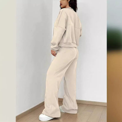 Women's Zip-up Slim Fit Elastic Two-piece Outfit Set - ChoreGirl