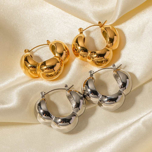 Women's 18K Gold Stainless Steel Three Hemisphere Earrings - ChoreGirl