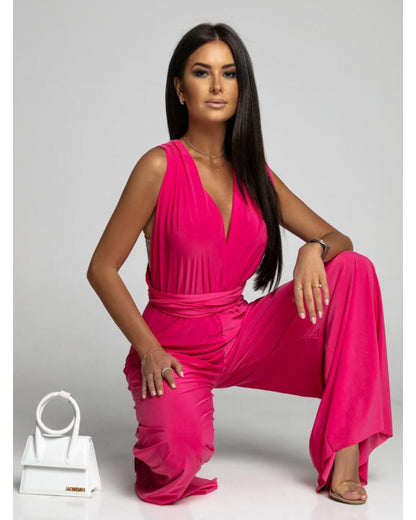 Women's Deep V-neck Sleeveless and Backless One-piece Jumpsuit - ChoreGirl