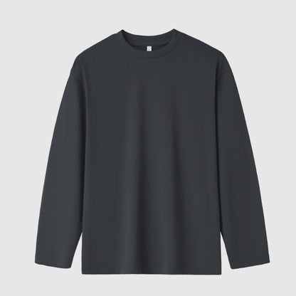 Men's Solid Color Loose Fit Round Neck Long Sleeved Top - ChoreGirl