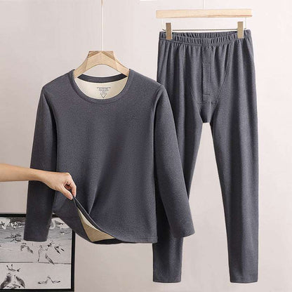 Men's Round Neck Fleece-lined Thermal Loungewear - ChoreGirl