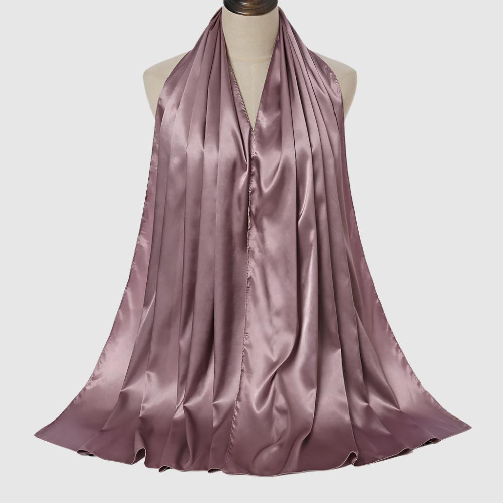 Women's Elegant Pure Color Pearl Satin Scarf - ChoreGirl
