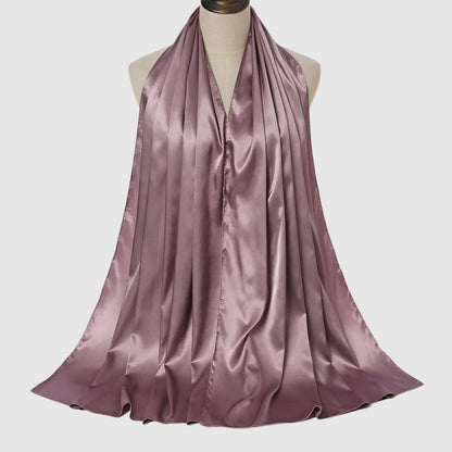 Women's Elegant Pure Color Pearl Satin Scarf - ChoreGirl