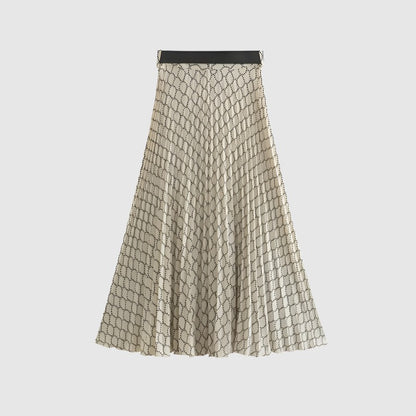 Women's Geometric Pattern Shirt and Skirt With Belt Outfit Set - ChoreGirl