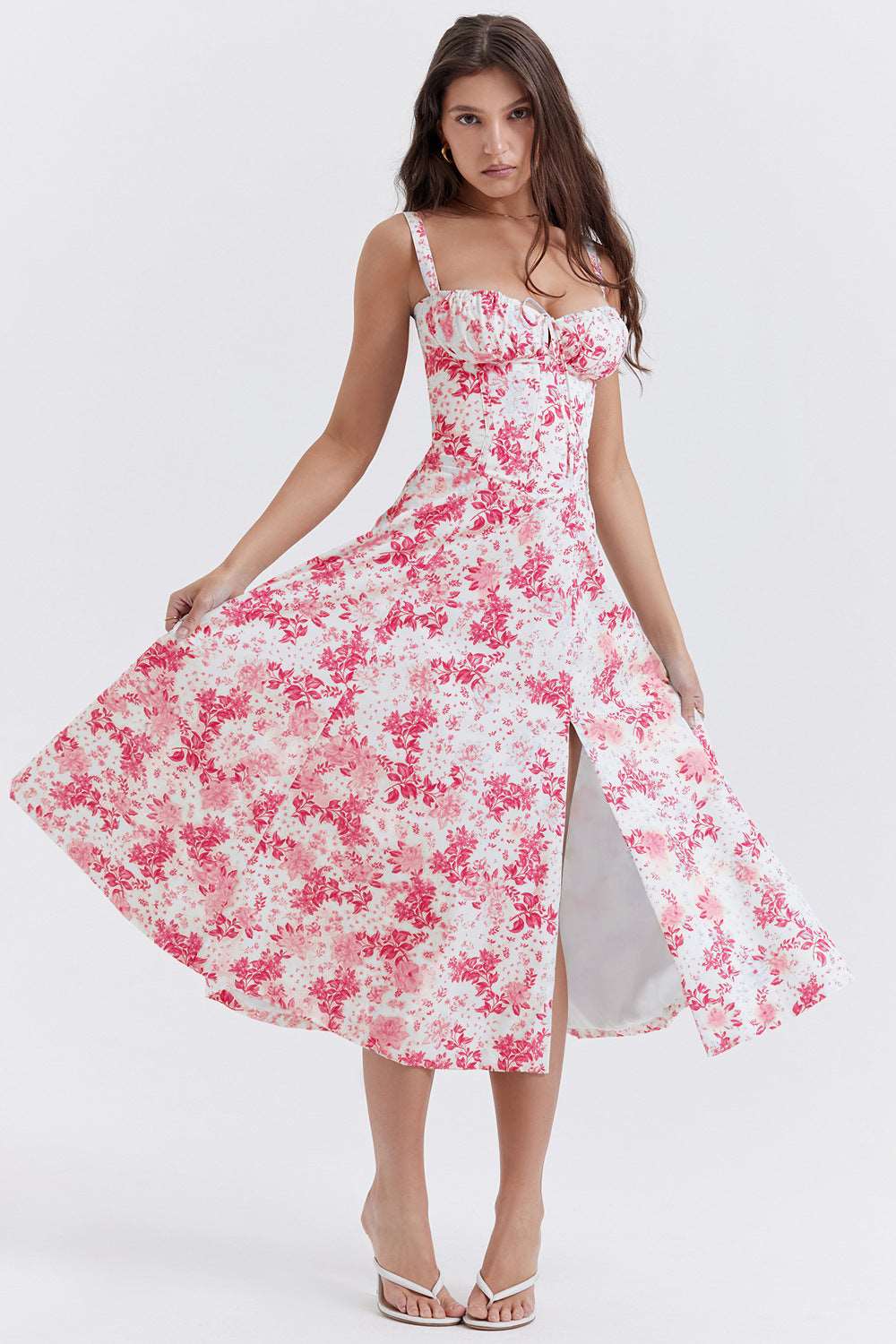 Women's Floral Print Dress With Straps - ChoreGirl