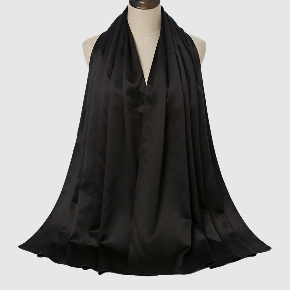 Women's Elegant Pure Color Pearl Satin Scarf - ChoreGirl