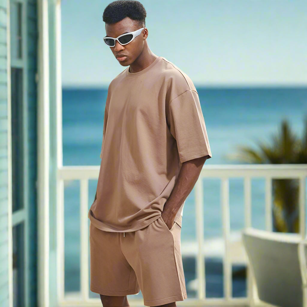 Men's Casual Cotton Short Sleeve T-shirt and Shorts Two-piece Outfit Set - ChoreGirl
