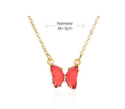 Women's Glass Crystal Butterfly Necklace - ChoreGirl