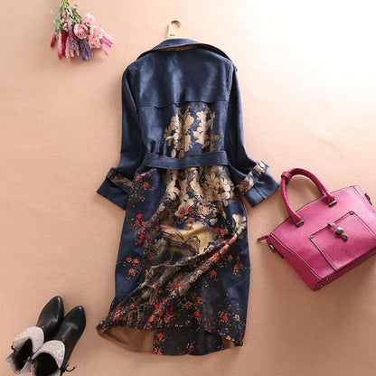 Women's Deerskin Velvet Long Sleeved Mid-Length Trench Coat - ChoreGirl