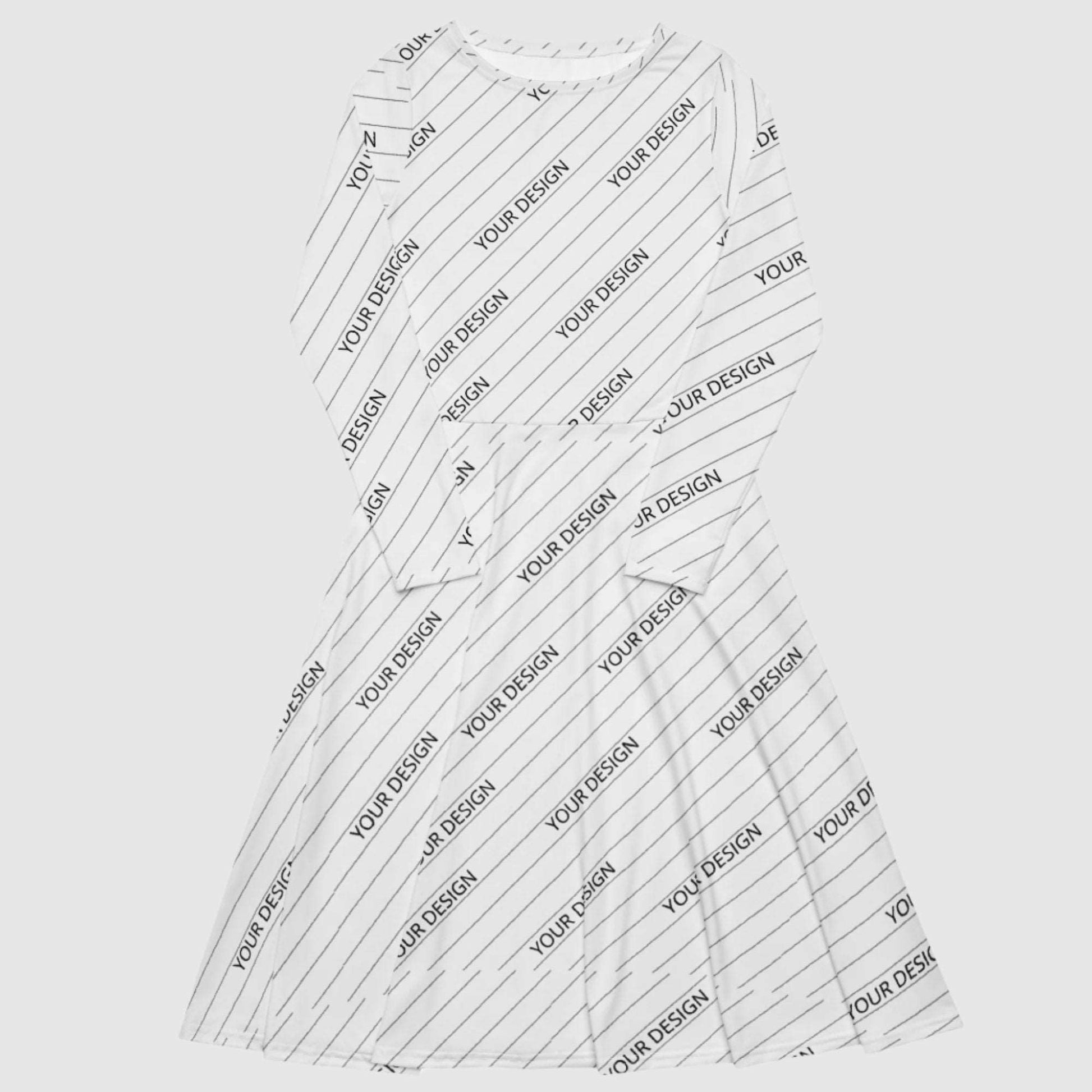 Custom Women's Long Sleeve Midi Dress | All Over Print | PERSONALIZED - ChoreGirl