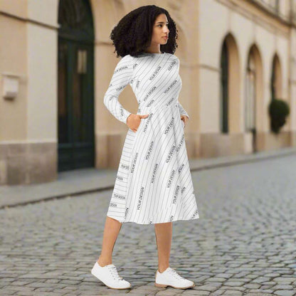 Custom Women's Long Sleeve Midi Dress | All Over Print | PERSONALIZED - ChoreGirl
