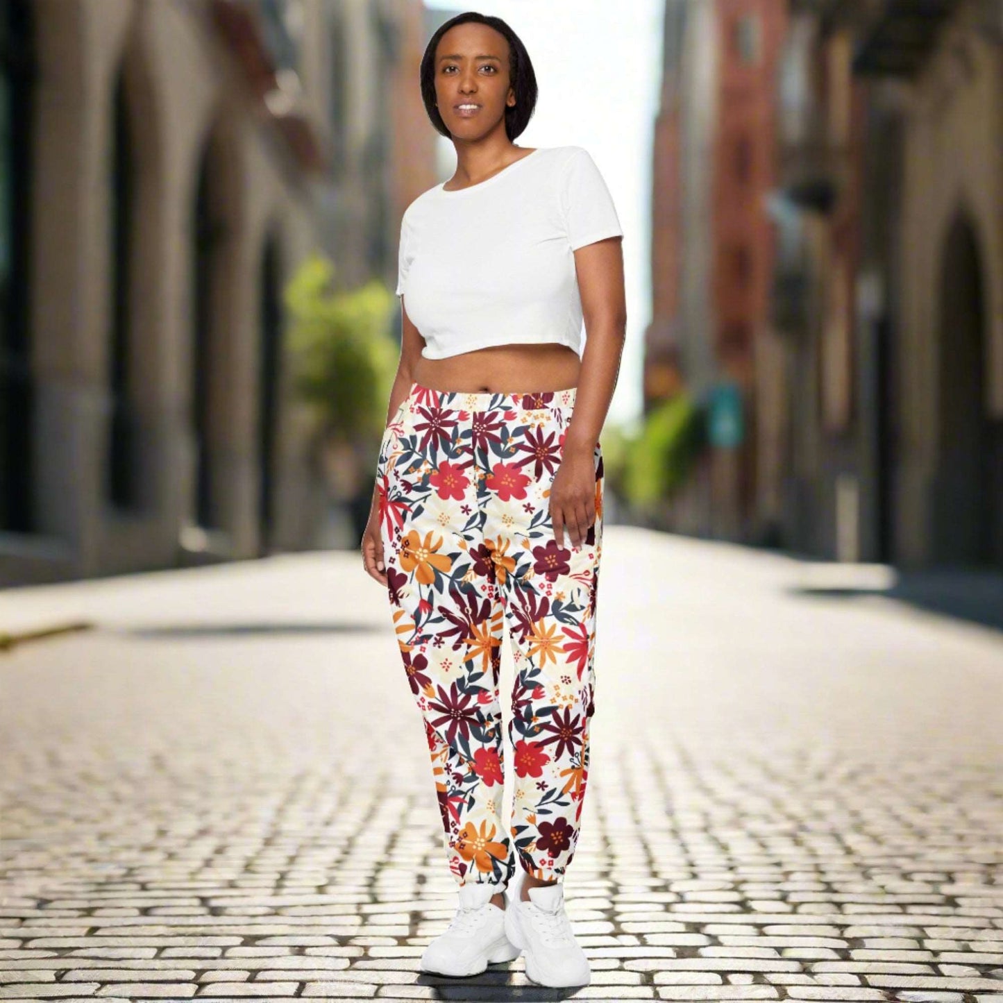 Custom Women's Flower Garden Pattern Track Pants | PERSONALIZED - ChoreGirl