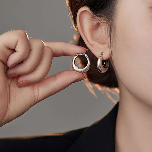 Women's Geometric U-shaped Silver 925 Earrings - ChoreGirl
