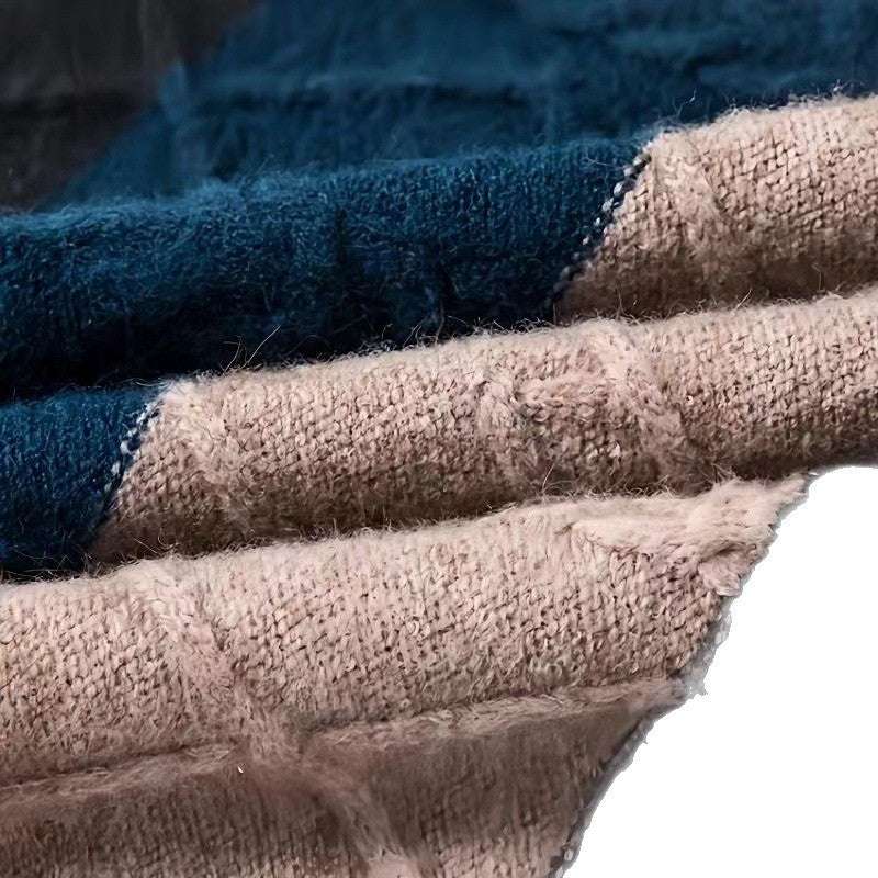 Men's Thickened Smart Business Casual Loose Versatile Patchwork Knitted Long Sleeve Round Neck Sweater
