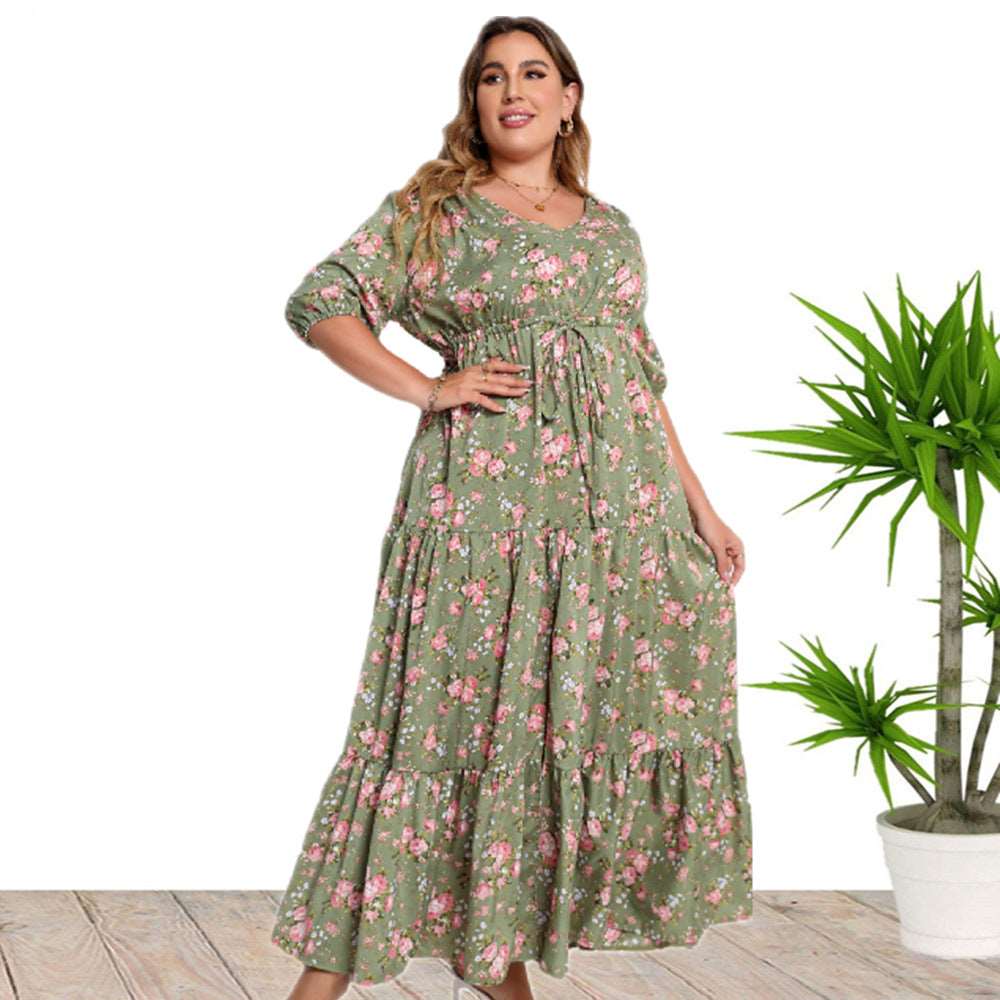 Women's Bohemian Print Loose Dress - ChoreGirl