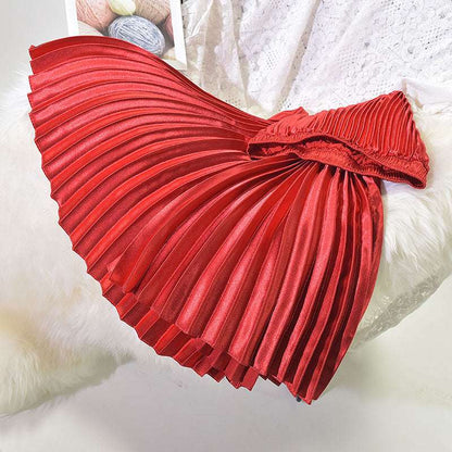 Women's Retro Fashion High Waist Pleated Long Skirt