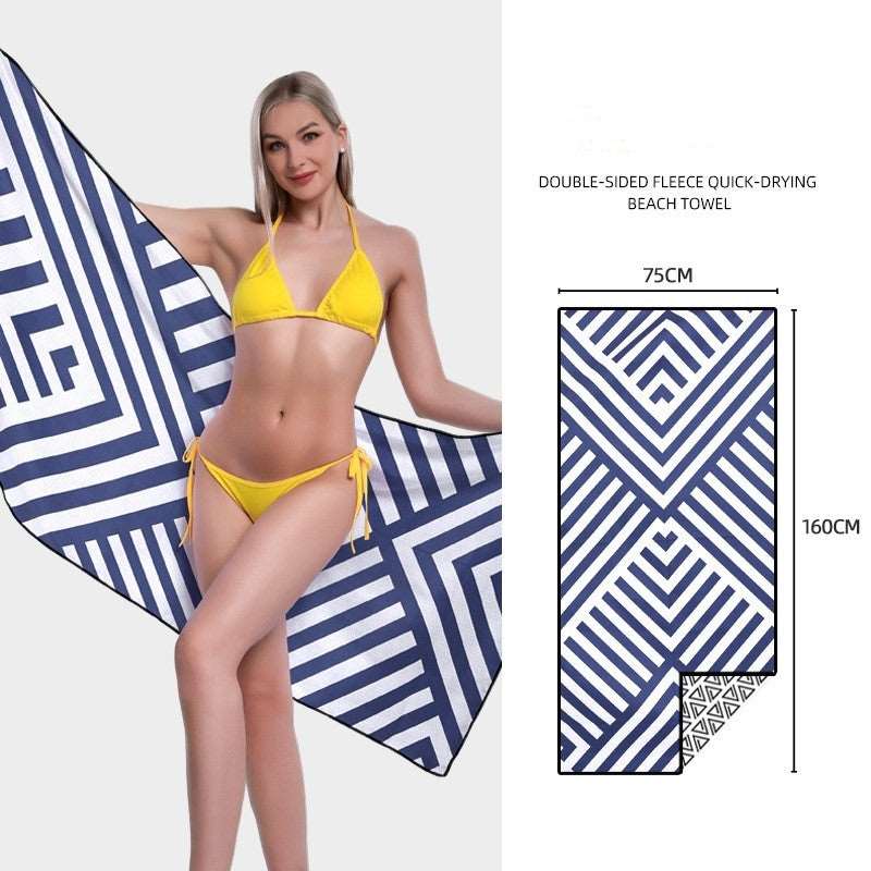 Double-side Printed Quick-drying Velvet Beach Towel - ChoreGirl