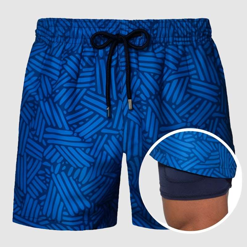 Men's Printed Double Layer Beach Shorts - ChoreGirl