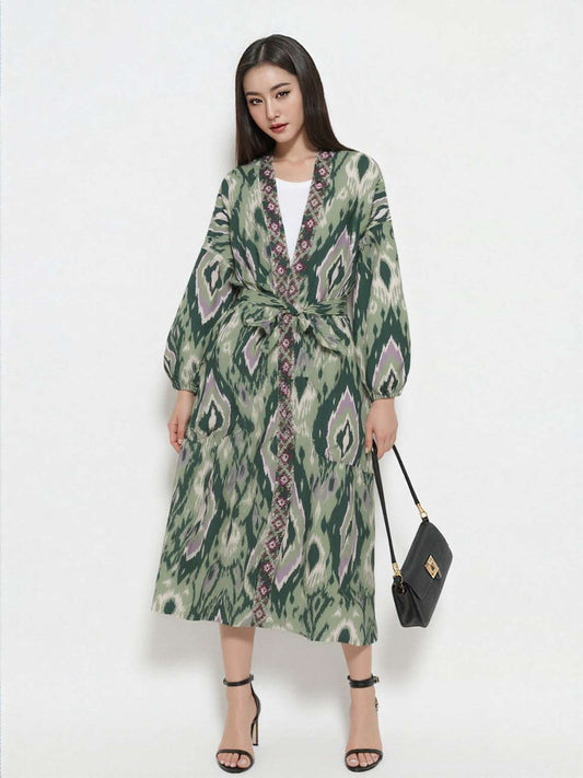 Women's Long Bubble Sleeve Loose Thin Over-Coat Dress - ChoreGirl