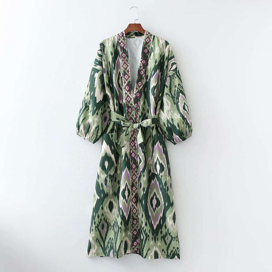 Women's Long Bubble Sleeve Loose Thin Over-Coat Dress - ChoreGirl