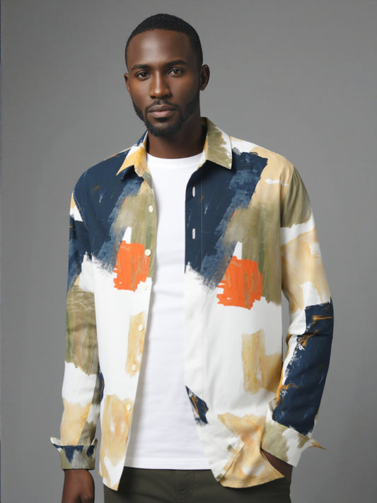 Men's Casual Long Sleeve Artistic Loose Shirt - ChoreGirl