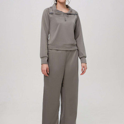 Women's Loose-fit Long Sleeved Sweater and Trousers Outfit Set - ChoreGirl