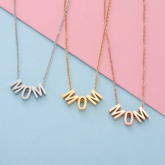 Women's Mirror Fine Throw MOM Letter Pendant Necklace - ChoreGirl