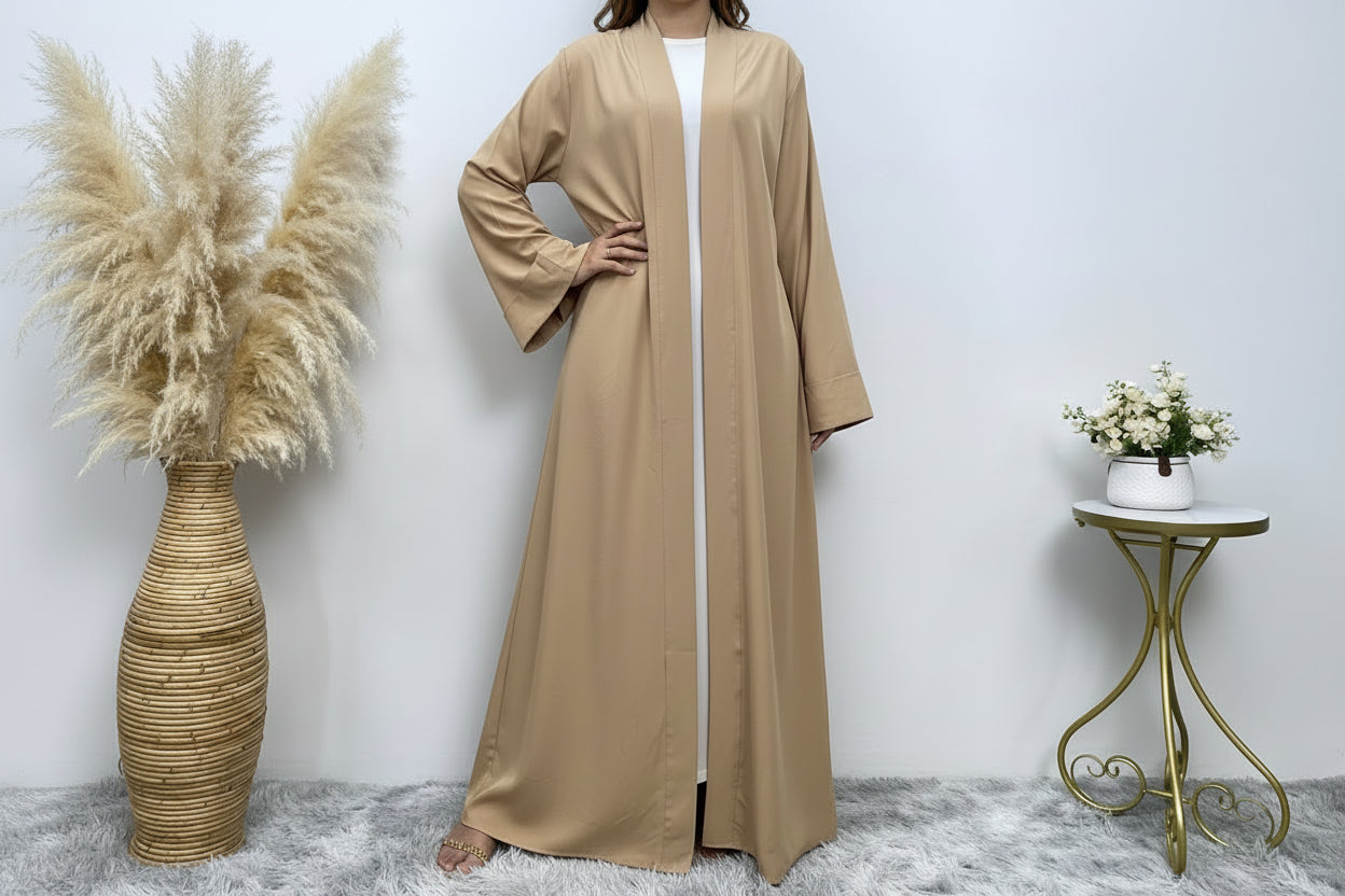 Eleganter, einfarbiger langer Morgenmantel mit Gürtel – Damen, Polyester