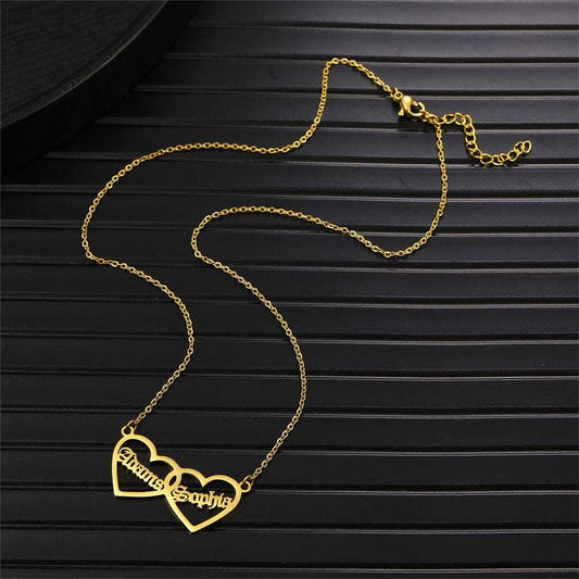 Women's Custom Name and Heart To Heart Necklace | PERSONALIZED - ChoreGirl