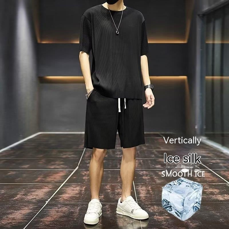 Men's Thin Loose Short-sleeved and Shorts Quick-drying Two-piece Set - ChoreGirl