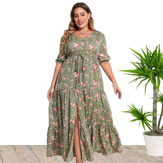 Women's Bohemian Print Loose Dress - ChoreGirl