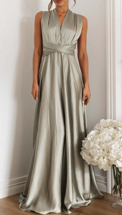 Women's Elegant Long Crossed Back Sleeveless Dress - ChoreGirl