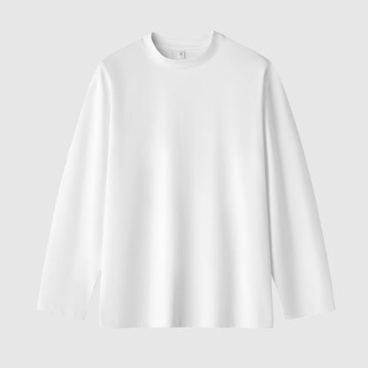 Men's Solid Color Loose Fit Round Neck Long Sleeved Top - ChoreGirl