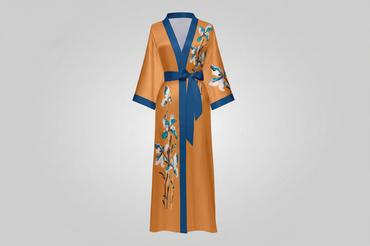 Elegant Ice Silk Satin Robe with Belt - Women's Vinylon