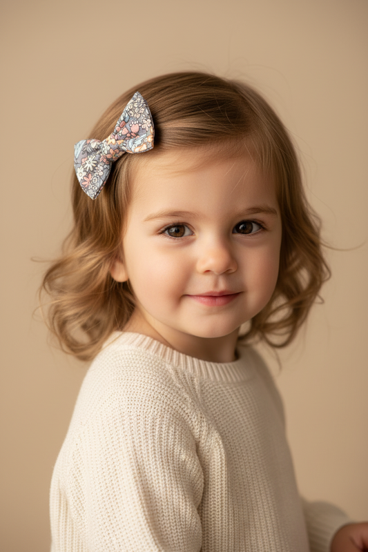 Elegant Flower Bow Tie Lace Pearl Barrettes Set - Girls